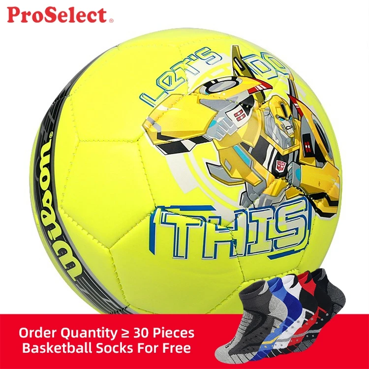 Proselect Yellow Small Size Kid Football Soccer Ball , Custom Pattern Yellow Soccer Ball For Son
