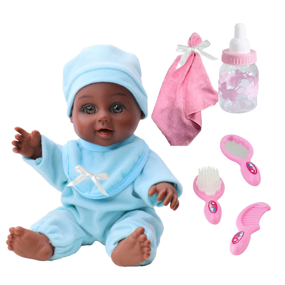 Nathaniel Wholesale 10 Inch 25cm Black Girl Doll Kids African Fashion Life Soft Toy Made Silicone Plastic Manufacturer China