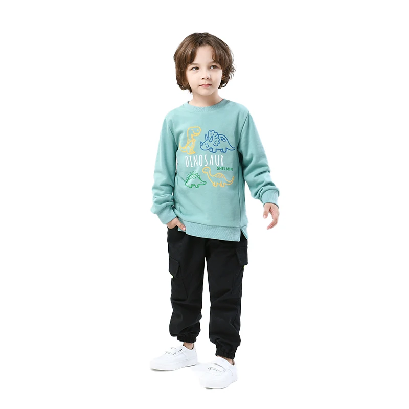 Bulk Price 2 Piece Multi Color Plain Autumn Child Boy Clothing Set