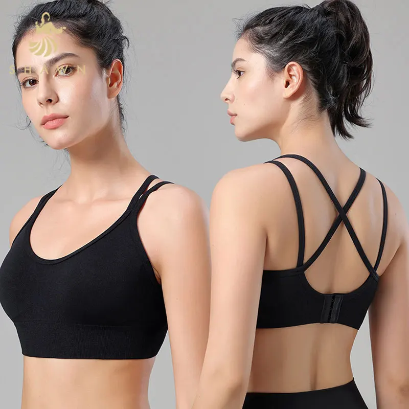 Super Stretchable Adjustable Straps Back Comfy Sports Gym Yoga Fitness Jogging  Zipper Sport Bra For Women