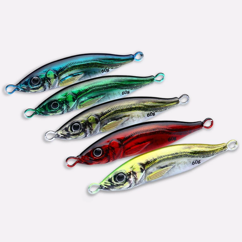 OEM ODM Jigging Fishing Lure Tackle Leurre De Peche Lead Metal Casting Swimming Bait 20g 30g 40g 60g 80g Slow Pitch Jigs Lures