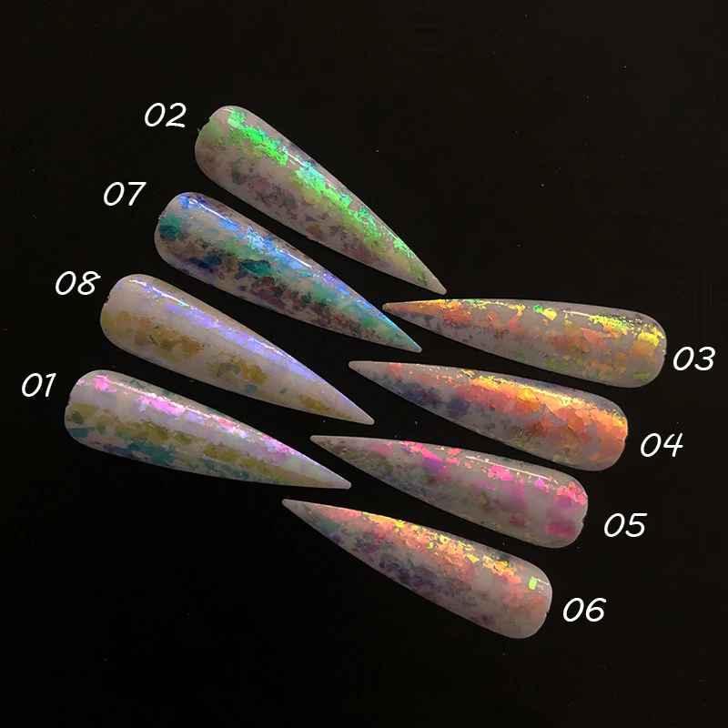 2021 New Transparent chameleon flake nail powder pigment cosmetic grade