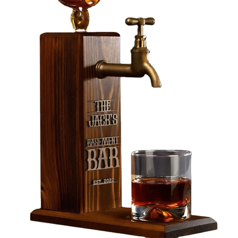 Personalized Embossed Name Wooden Whiskey Dispenser  Liquor Dispenser Home Bar Decor Beverage Dispenser