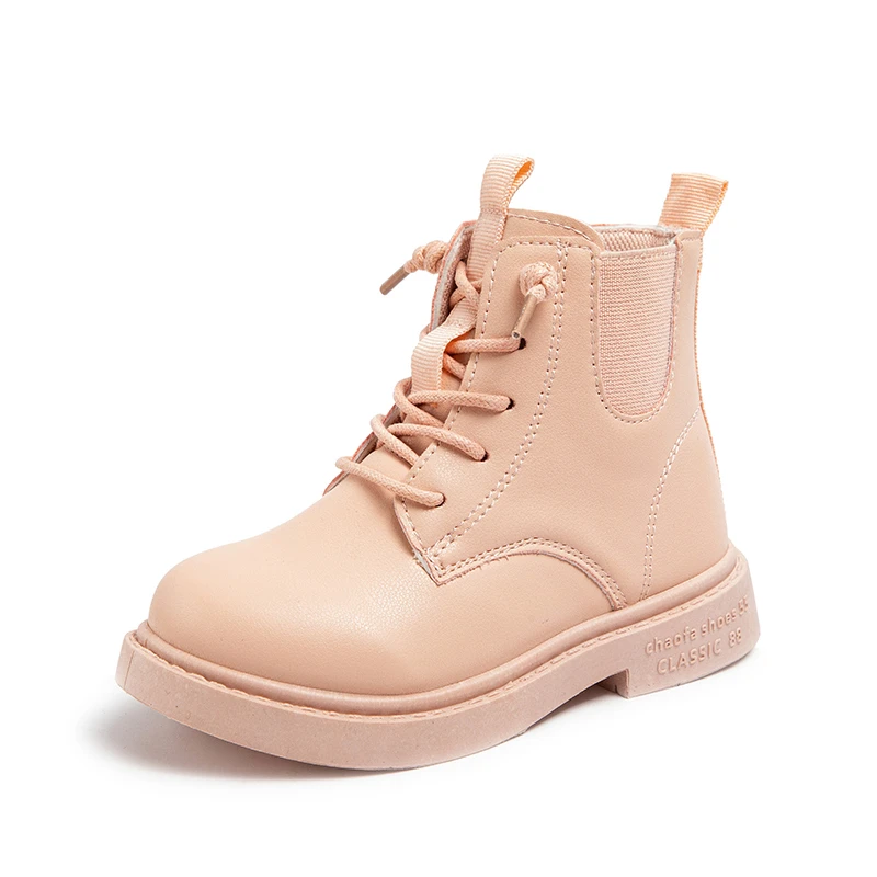 2021 Autumn and Winter new child girl versatile Princess mid short boots boys British style fashion leather boots