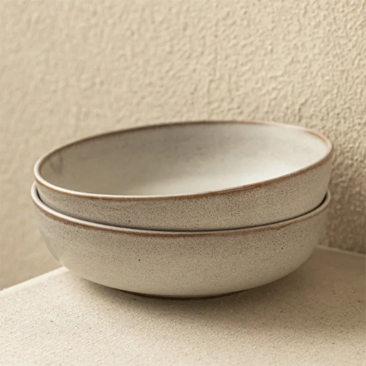 Slight Defect Modern Natural Colour Porcelain Microwave Round Ceramic Ramen Bowl Microwave Safe Porcelain Bowls Tableware