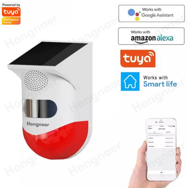 Tuya WiFi PIR Infrared Detector Waterproof Home Alarm Security WiFi PIR Siren Motion Sensor Outdoor Solar Infrared WiFi Detector