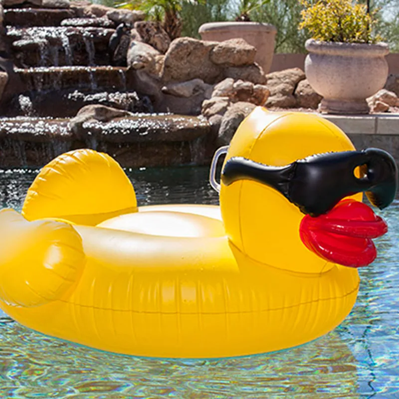 Swimming Ring Inflatable Floating Row Adult Inflatable Water Lounge Chair Large Adult Swimming Pool Yellow Duck