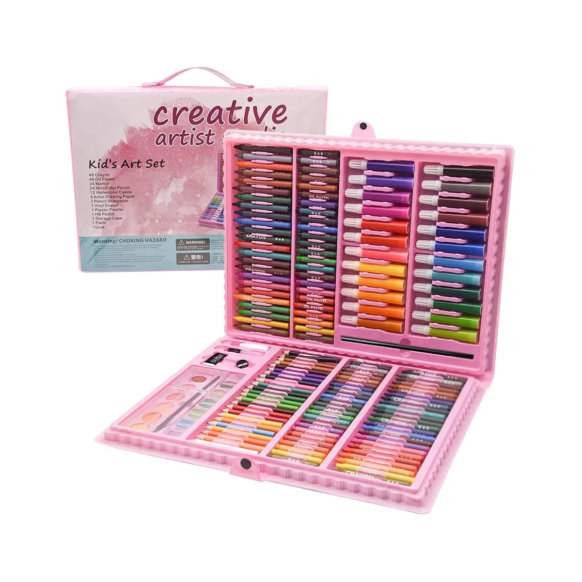 168pcs art set painting with Pencils, Crayons, Oil Pastels, Brush, Sharpener, Eraser color set for kids art supplies