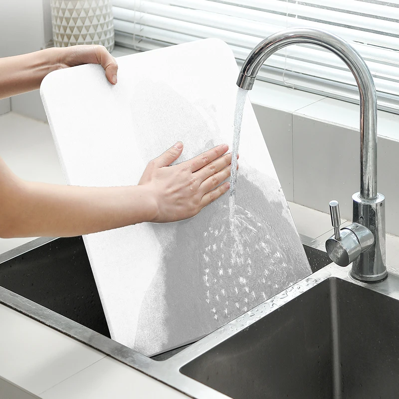 marble no stain diatomite handles large double tier white bamboo rack diatomaceous dish stone drying mat for kitchen counter