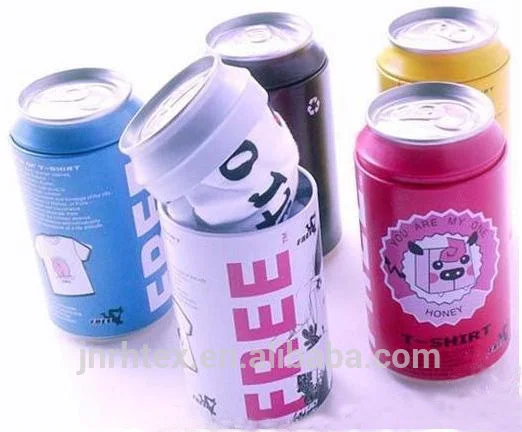 High quality Custom cotton magic tin can style compressed t shirts