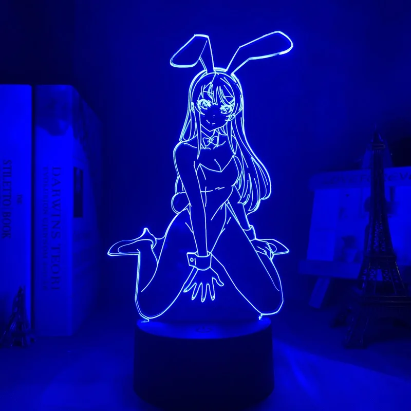  Аниме Waifu Mai Sakurajima светодиодный ночник для спальни Декор светильник подарок друга Bunny Girl Светодиодная