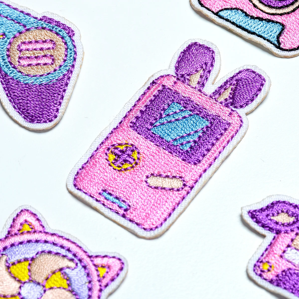 Cute Cartoon Designer Logo Embroidery Patch Purple Style Hand Made Embroidery Blazer Pocket Patch