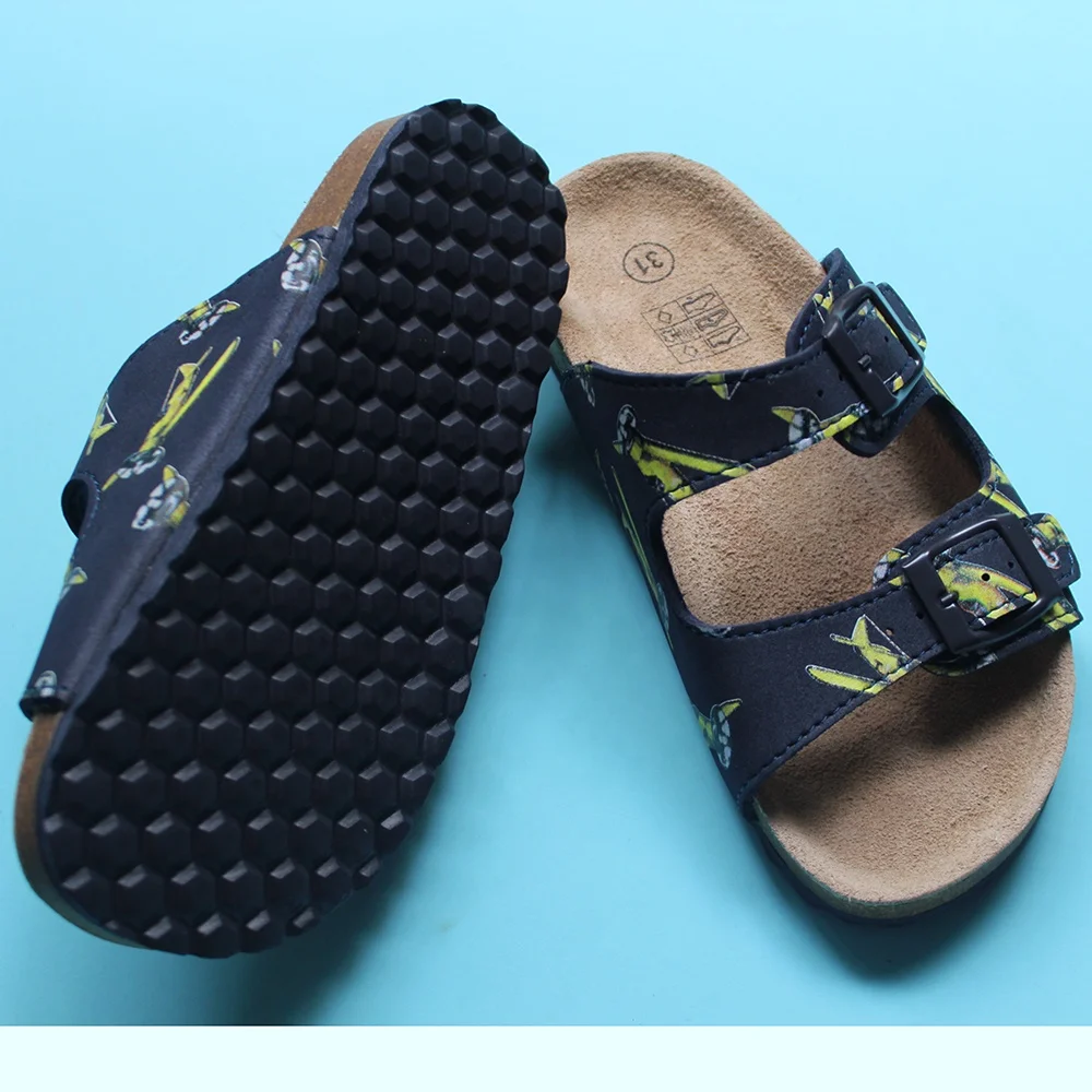 Wholesale Birko-Flor Genuine Leather Birkenstock Sandals Unisex Low Heel Cork Beach Kid Sandal Casual Platform Insole Print