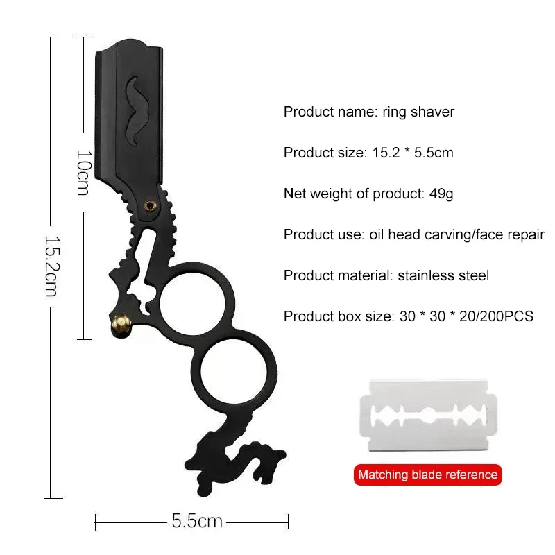 New Double Ring Shaver With Handle Hairdresser Barber Haircut Beard Eyebrow Stainless Steel Safety Razors Shaving Tools For Men