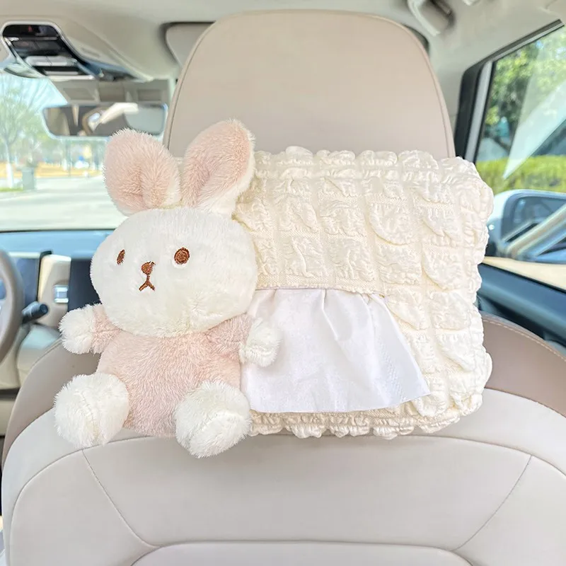 Cartoon Custom Universal Car Visor Portable Lace Decorative Car Tissue Box Holder For Girls Ladies