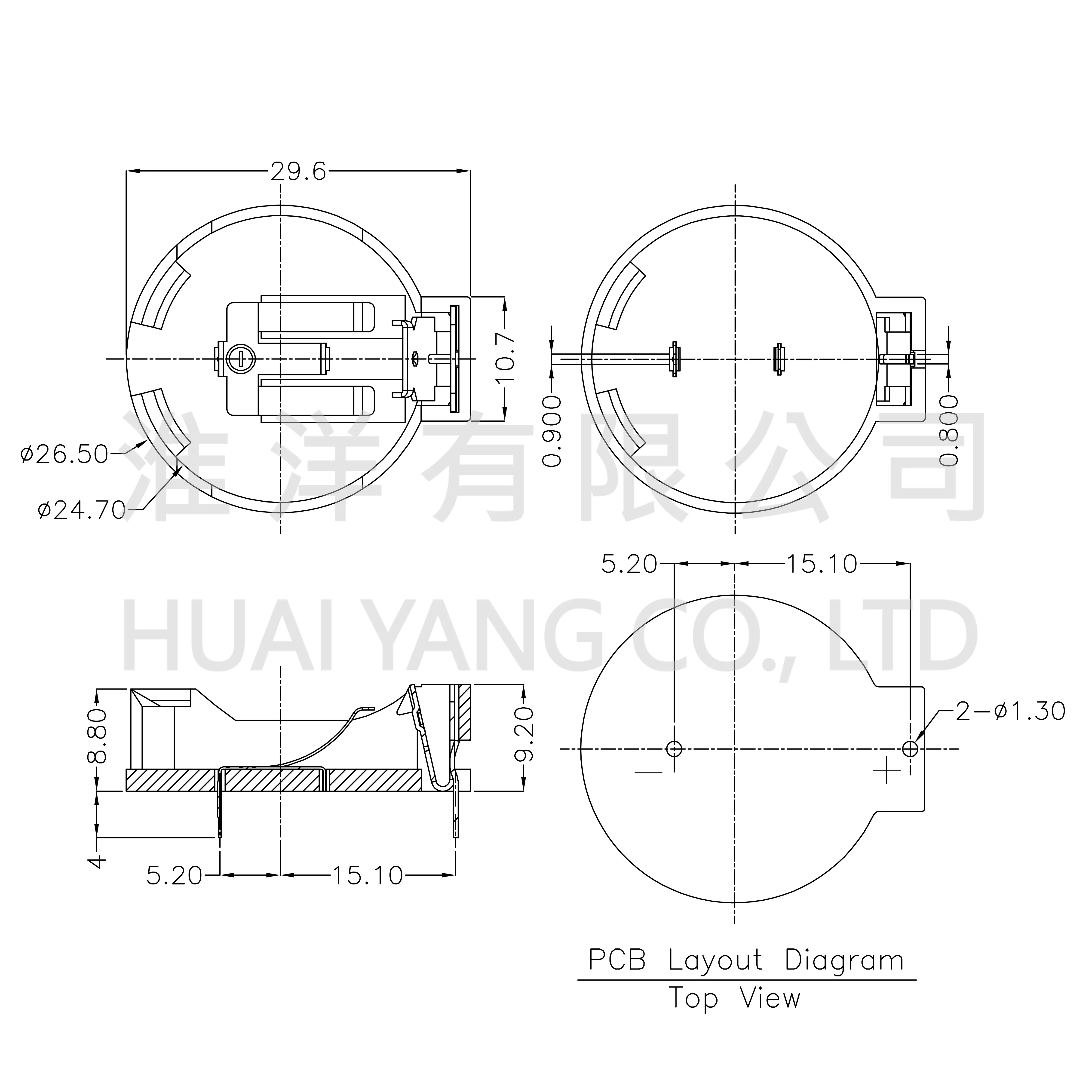 Circular CR2450 Coin Battery Box Coin Cell Hoder Button Battery Holder