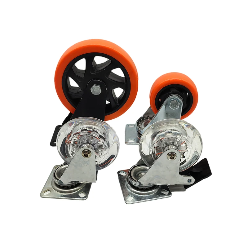Rodizio manufacturer PVC/PU caster wheel transparent caster wheel 1.5/2/2.5/3/4/8 inch castor for furniture