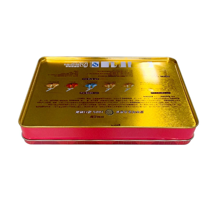 High Quality Luxury Large Rectangle Square Food Safe Cookie Biscuit Tin Custom Printed Metal Tin Case for Food Packing