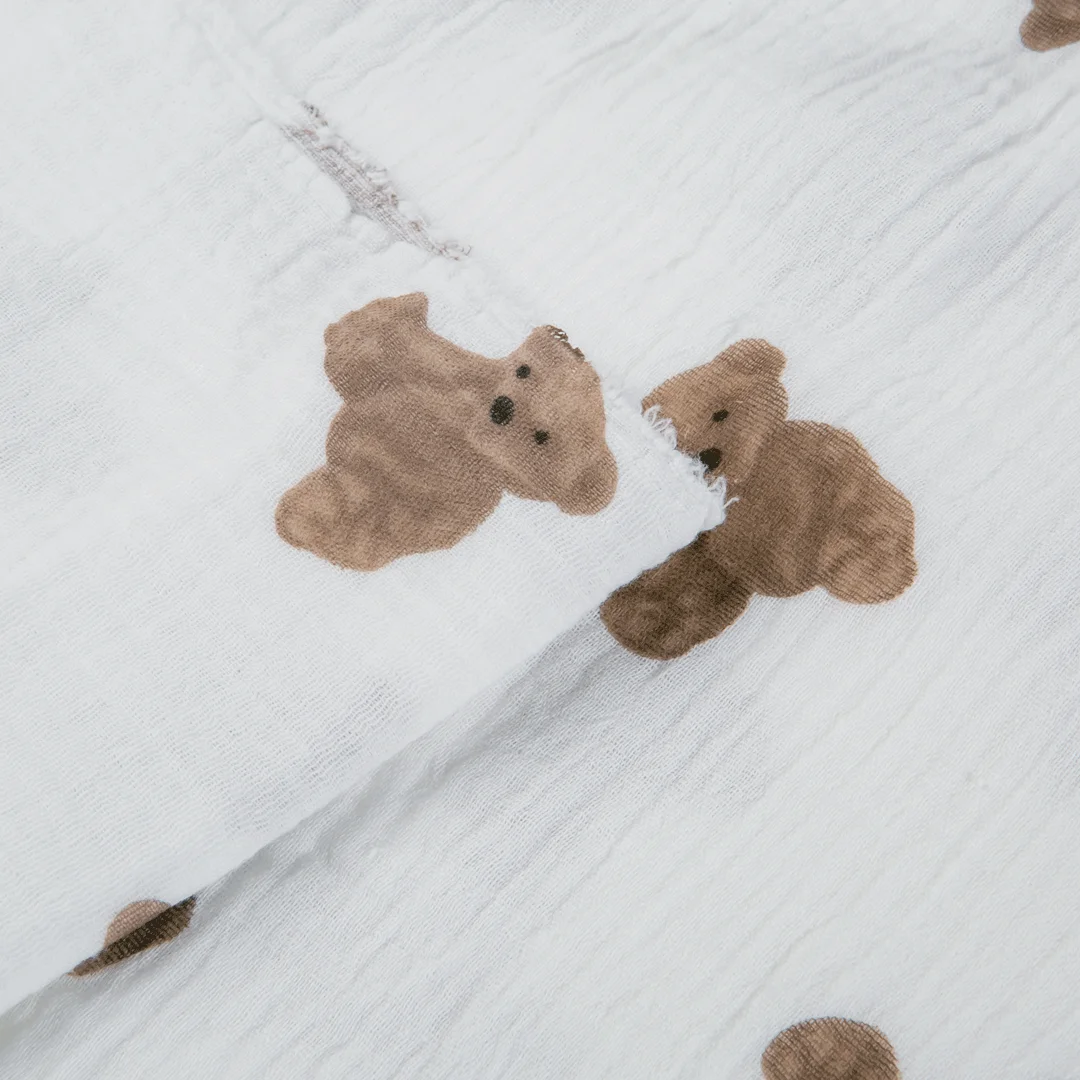 Good price 100% cotton popular breathable double printed layer muslin fabric for blanket towel