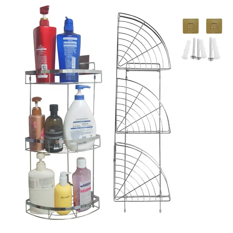 High Quality Factory Design Metal 2-3 Tiers triangular Folding bathroom Corner shower Caddy Bathroom Corner Rack For Shampoo