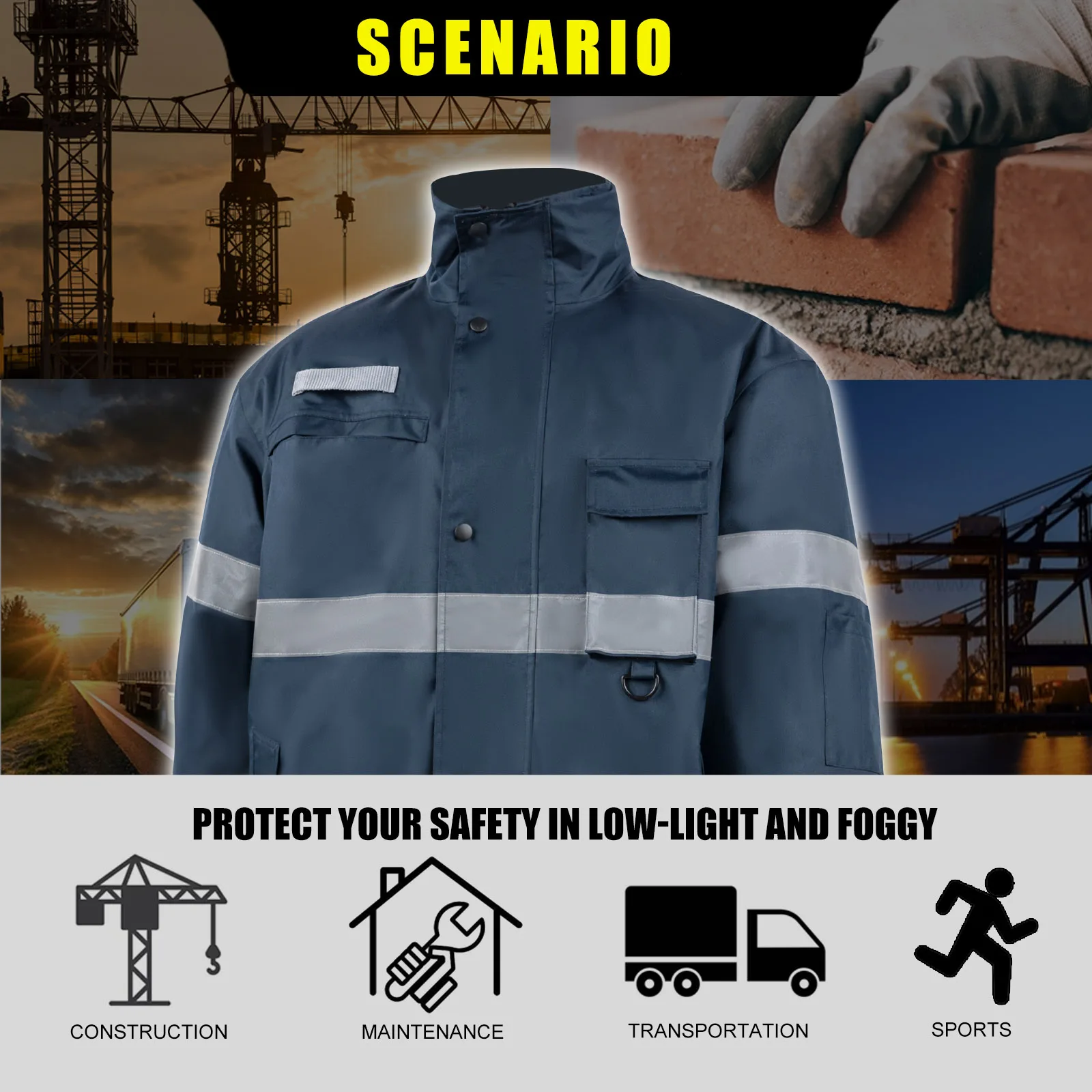 ANSI Class 3 300D Oxford High Visibility Waterproof Hi Vis Reflective Work Jackets For Men