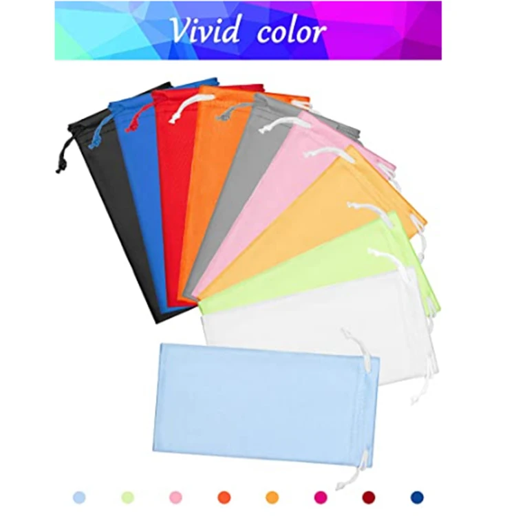 Wholesale Ready Goods 9*18cm soft drawstring custom microfiber eye glasses sunglasses bag pouch case