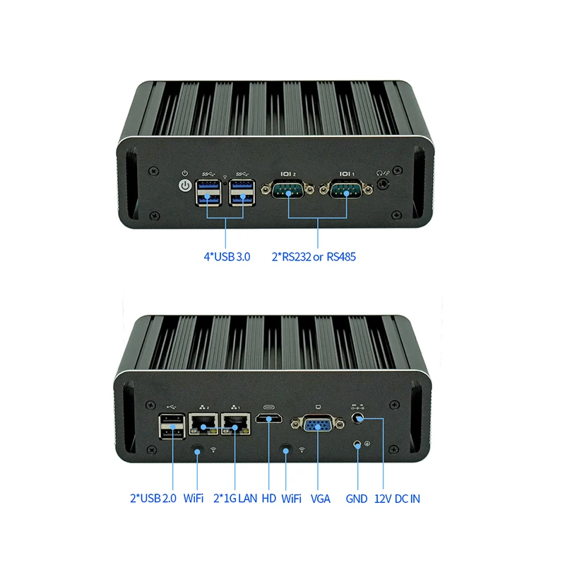 12th Gen Processor N100 Mini PC with Dual RJ45 Dual RS232 Mini Desktop Computer Linux Wins11 Fanless Industrial PCS