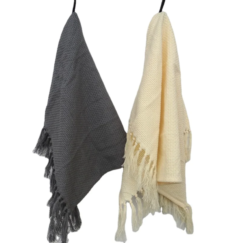 Hamam towel with fringe Hand-made  Tassel  Cotton Weave Kitchen  Tea Towel Dish Cloth For Home