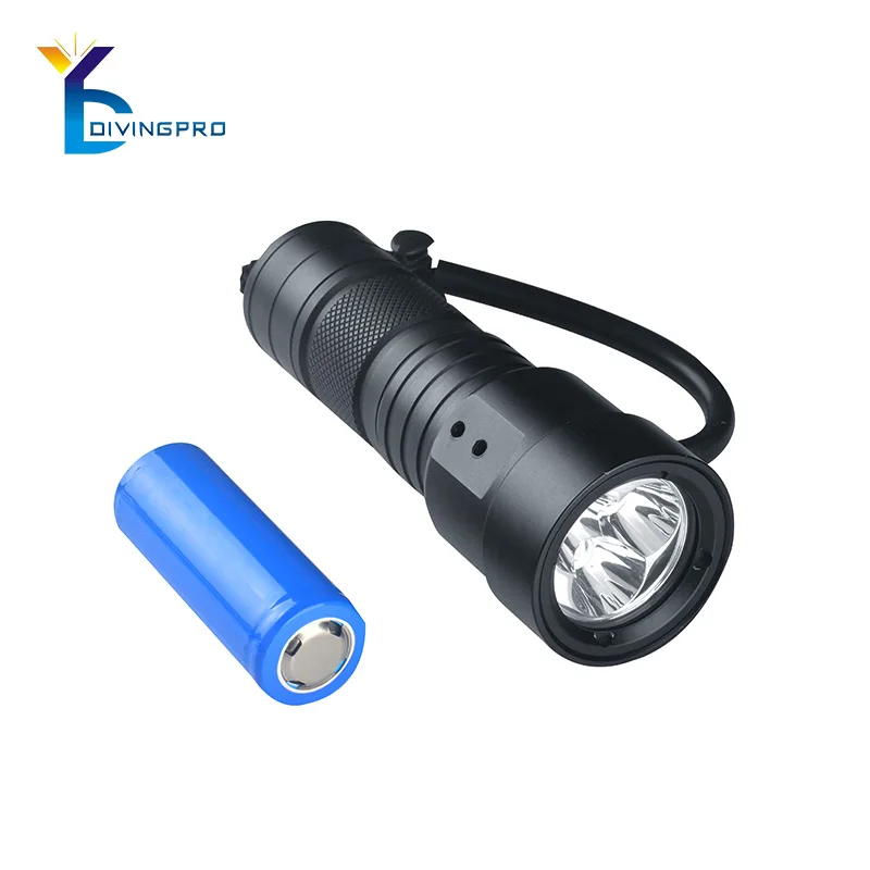 1000 lumen IP68 waterproof  aluminum LED rechargeable battery diving torch