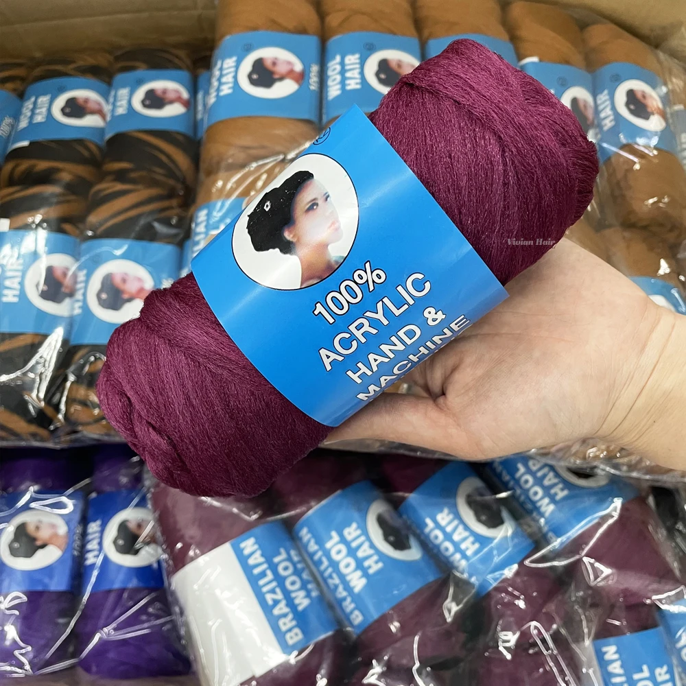 Hot selling bulk Brazilian wool 100% Acrylic hair yarn 70g 100g for dreadlocks crochet braiding hair Attachment Knitting Braids
