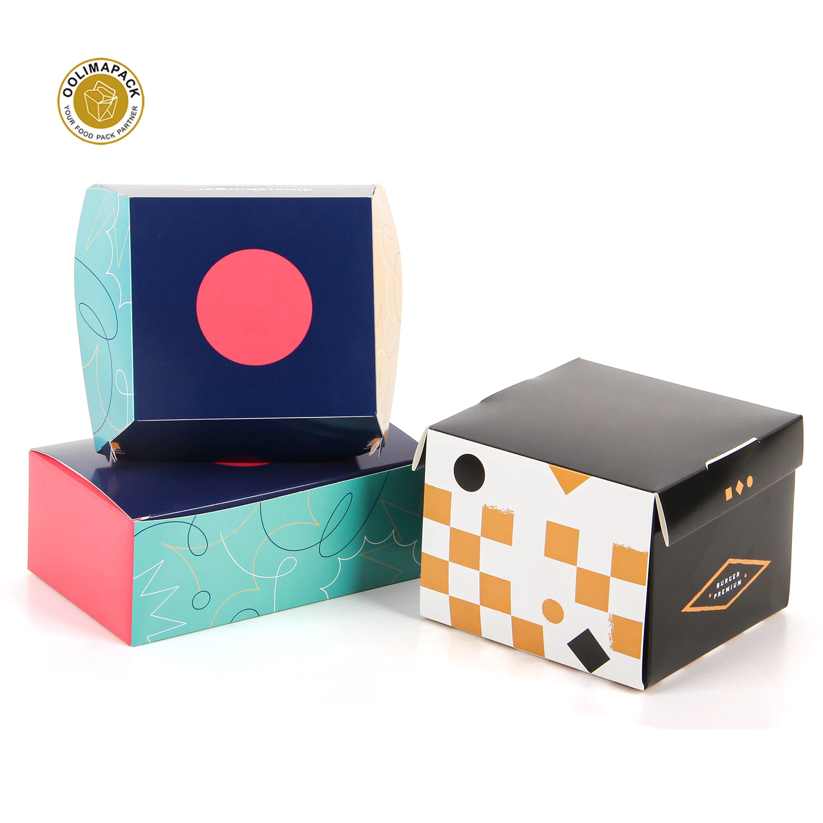 OOLIMAPACK Takeaway Burger Packaging Kraft Paper Box Custom Hamburger Box Packaging