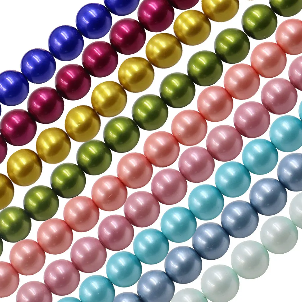 10mm round faux glass pearl bead in shell effect in bulk