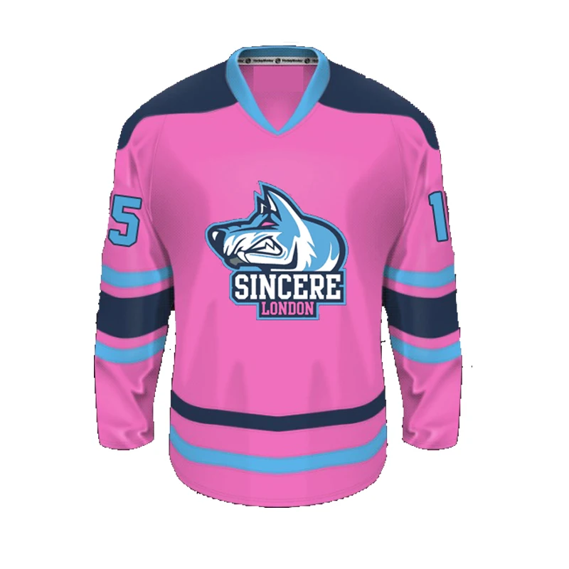 high quality pink custom women ice hockey jersey suit