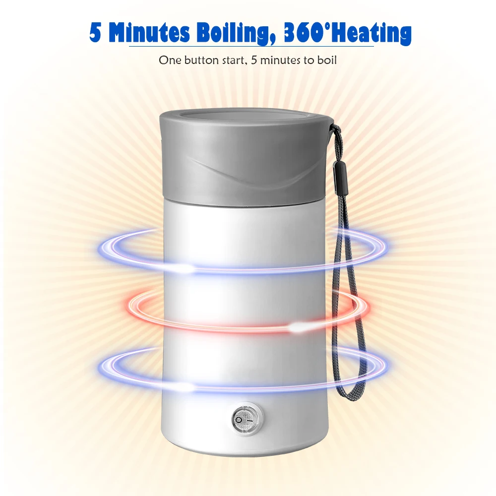 Stainless Steel Electric Heating Bottle Kettle Hot Water Heater Cup Portable Travel Electric Cup Source Manufacturers Gift