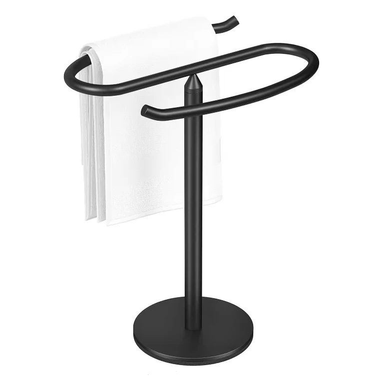 Bathroom Stainless Standing Hand Towel Black Stand New Towel Rack for Hotel Household Kitchen Hand Towel Holder for Countertop