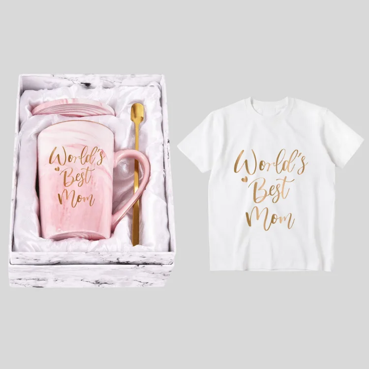 low MOQ 1 pcs  mother day gifts 2022 creative Unique Presents ceramic gift cups with t-shirt set best mom ever gift