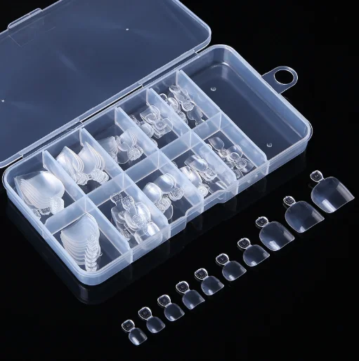 100 Pieces Finished Removable Wearable Short Toe Nail Patch False Toe Nail Tips Manicure