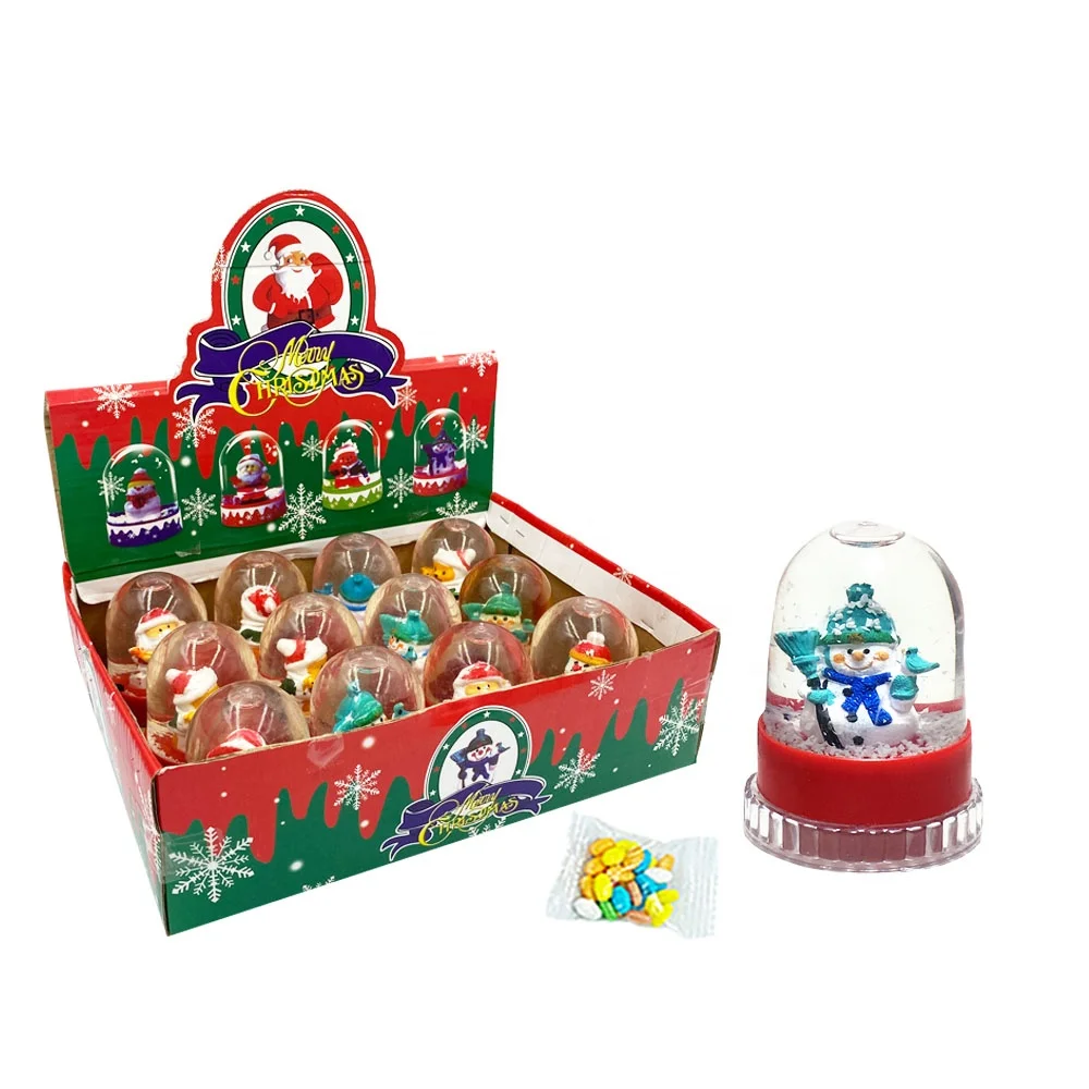 JollySweets toy candy christmas easter water polo snow ball cartoon modeling plastic toy with candy for kids christmas item