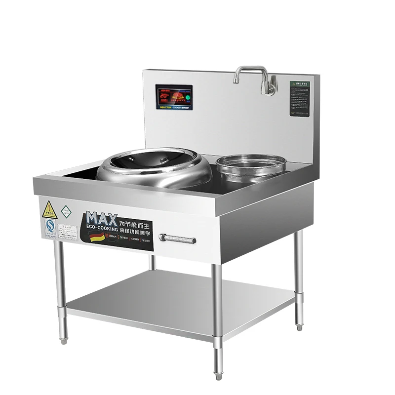 In-Smart commercial pan Chinese induction wok station cooker high power 15/18/20kw single wide 2 burner large 380V rack-style
