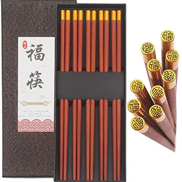 25CM Red sandalwood Material chopsticks Reusable biodegradable Good luck Chinese Chopsticks Set for Festival gifts Asian foods