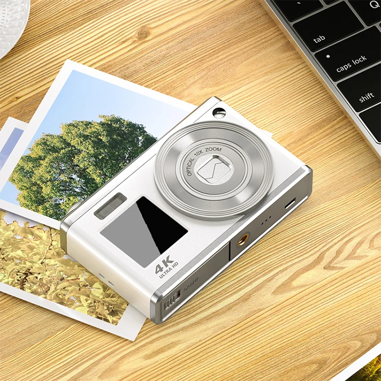 Small Retro Silver Color 4K 50MP Auto Focus Digital Camera with 10X Optical Lens Type C Charging