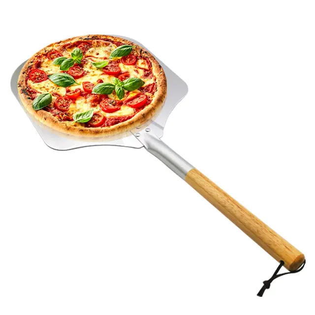 Hot Sale 66cm Wooden Handle Pizza Peel Metal Pizza Shovel 12 Inch Aluminum Pizza Shovel with Wood Handle