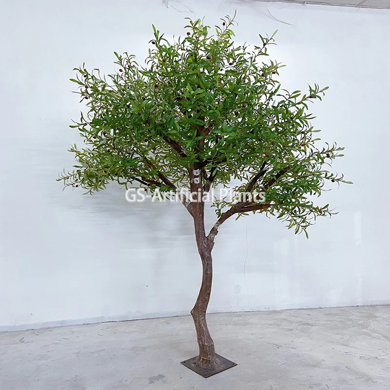 Artificial olive green leaves plant decor in home tree branch simulation plant artificial olive trees