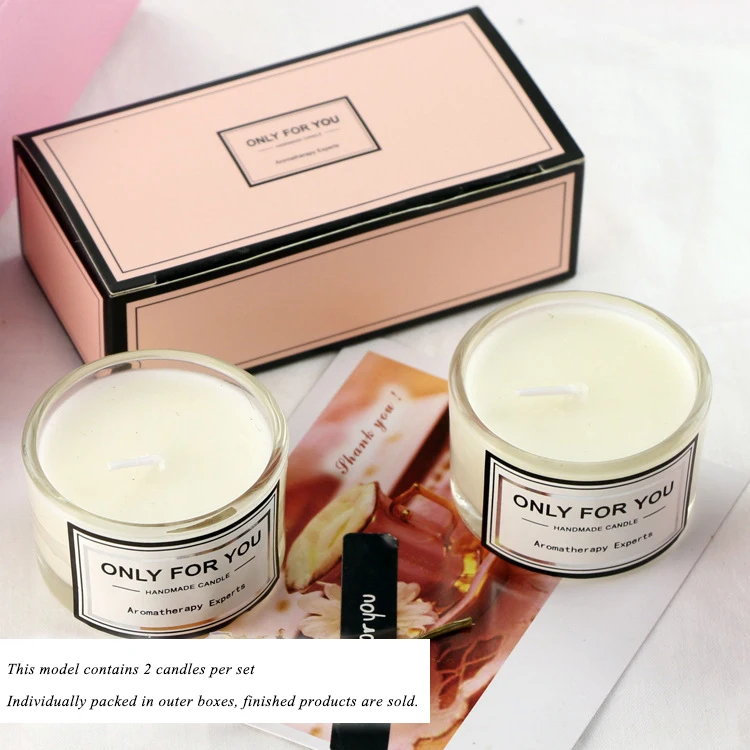 High End Holiday 2Pcs/set Elegant Romantic Pink Glass Jar Scented Soy Wax Scented Candle With Gift Box For Home Air Freshener
