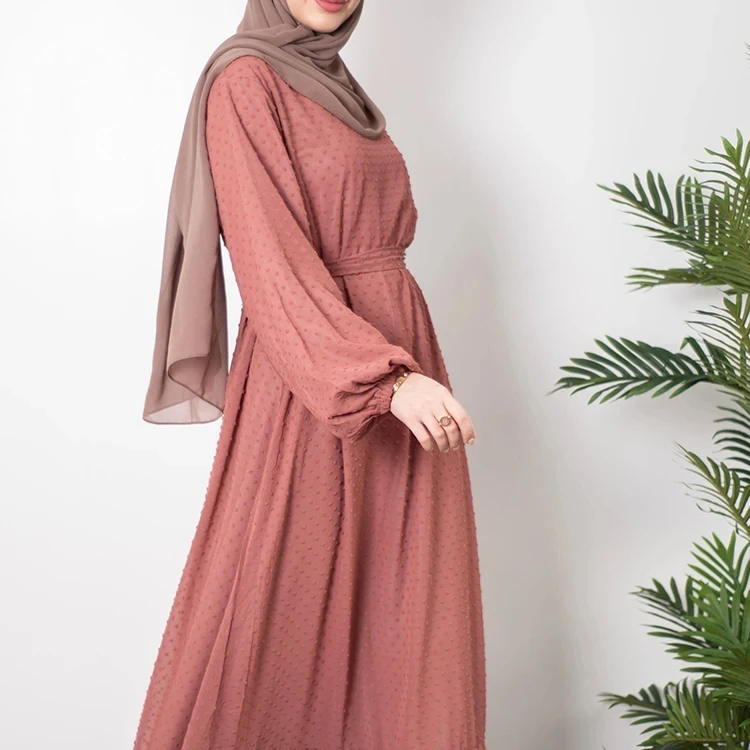 Low Price OEM Service Plus Size Suits CORAL RED Caftan Dress Support Abaya Jilbab