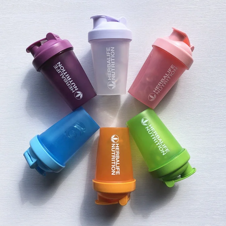 Low MOQ custom logo protein herbalife shaker water bottle gym milk powder shaker cup 400ml