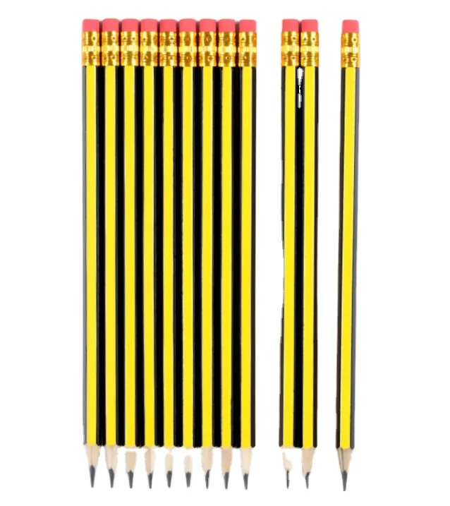 Wooden Pencil With Eraser HB Lead Graphite Pencil suitable for students or children School and Home Customizable Pencils