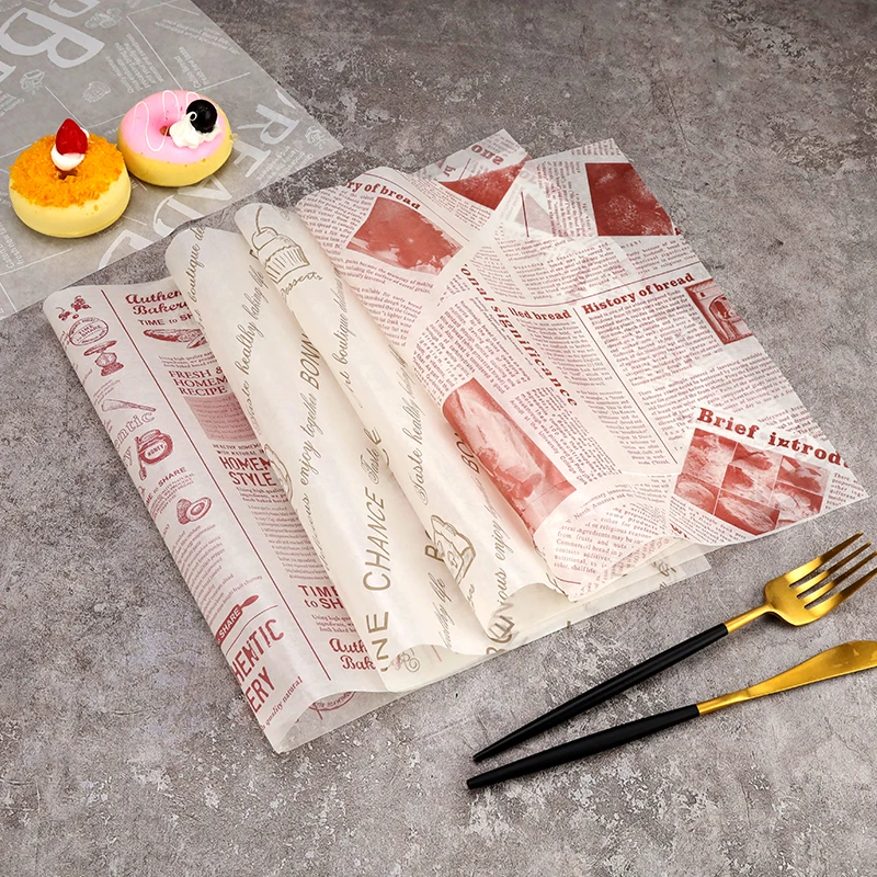 Biodegradable Printed Hamburger Deli Food Wrapping Tissue Paper Greaseproof Sandwich Burger Packaging Papers