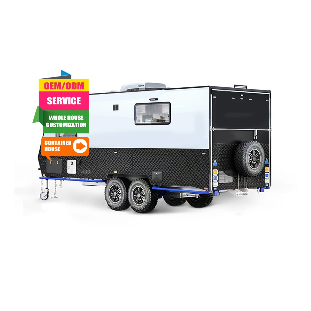 Low price camper motorhouse camper cabin small car trailer with additional awning