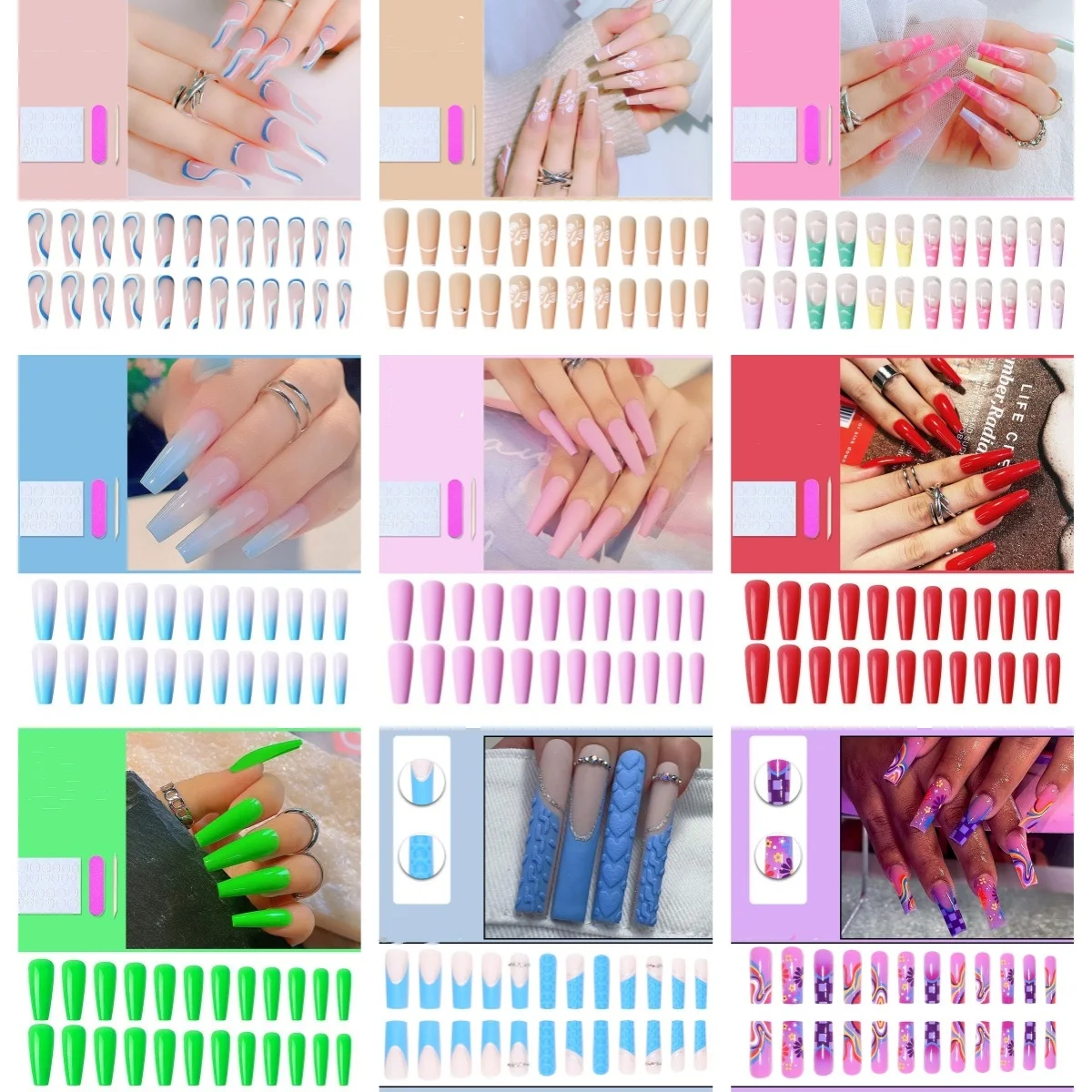 Wholesale non toxic gel nail polish strip press on false nail set handmade manicure acrylic press on nail artificial fingernails